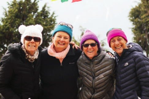 Kim, Bec, Marie and Prue on the the last day of the trek. Photo Amrit Bawa.